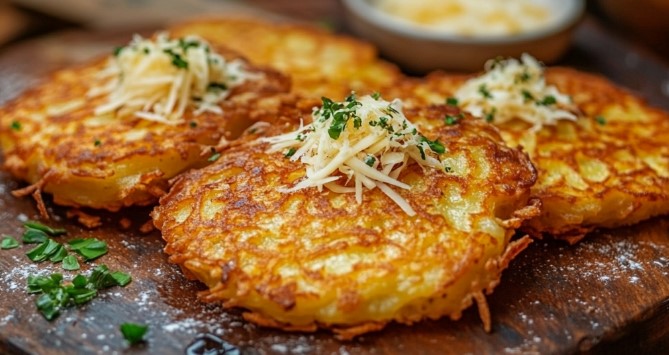 Драники с сыром на завтрак или ужин — быстро, сытно, с хрустящей корочкой и тягучей начинкой внутри